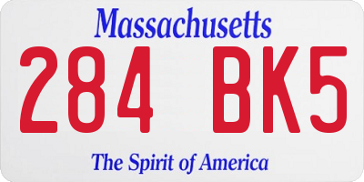 MA license plate 284BK5