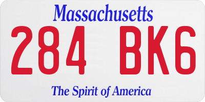 MA license plate 284BK6