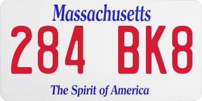 MA license plate 284BK8