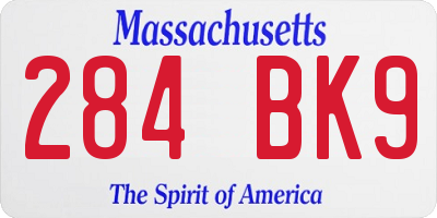 MA license plate 284BK9