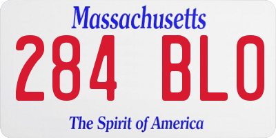 MA license plate 284BL0
