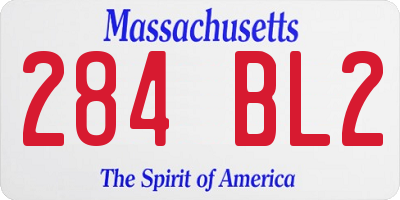 MA license plate 284BL2