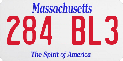 MA license plate 284BL3