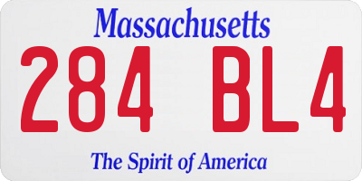 MA license plate 284BL4