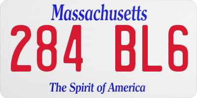 MA license plate 284BL6