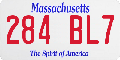 MA license plate 284BL7