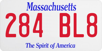 MA license plate 284BL8