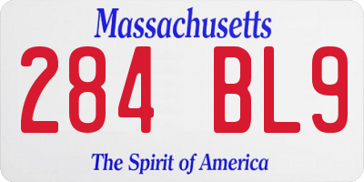 MA license plate 284BL9