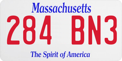 MA license plate 284BN3