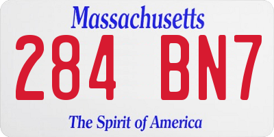 MA license plate 284BN7