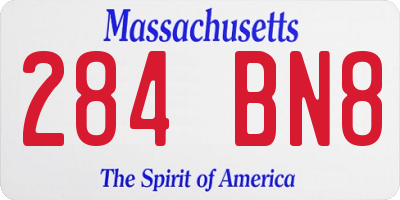 MA license plate 284BN8