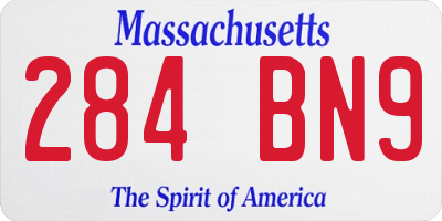 MA license plate 284BN9
