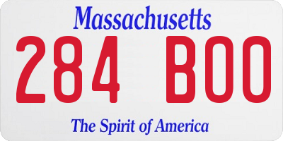MA license plate 284BO0