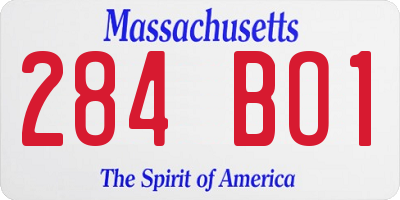 MA license plate 284BO1