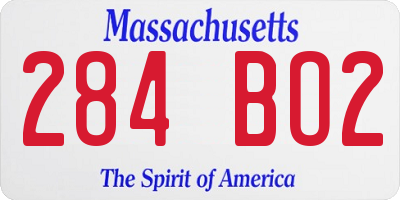 MA license plate 284BO2