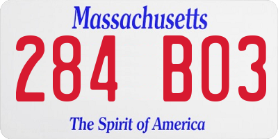 MA license plate 284BO3