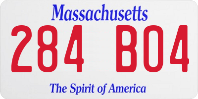 MA license plate 284BO4
