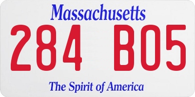 MA license plate 284BO5