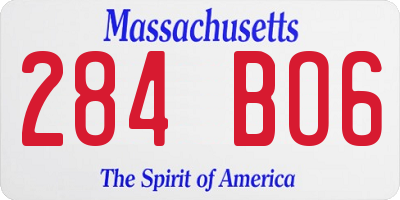 MA license plate 284BO6