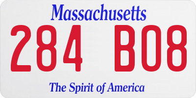 MA license plate 284BO8