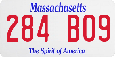 MA license plate 284BO9