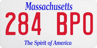 MA license plate 284BP0