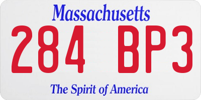 MA license plate 284BP3