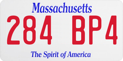 MA license plate 284BP4
