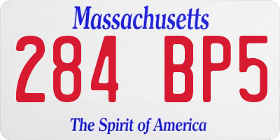 MA license plate 284BP5