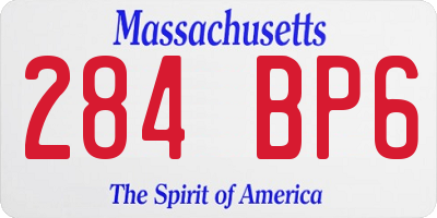 MA license plate 284BP6
