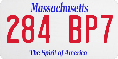 MA license plate 284BP7