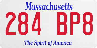 MA license plate 284BP8