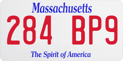 MA license plate 284BP9