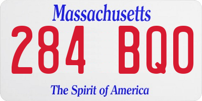 MA license plate 284BQ0