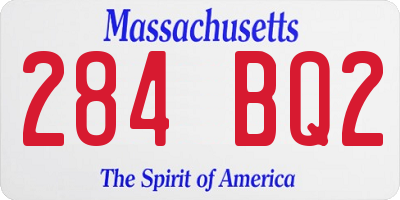 MA license plate 284BQ2