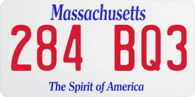 MA license plate 284BQ3