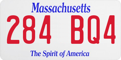 MA license plate 284BQ4