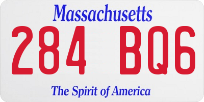 MA license plate 284BQ6