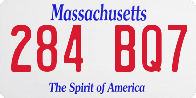 MA license plate 284BQ7