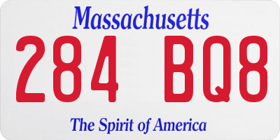 MA license plate 284BQ8