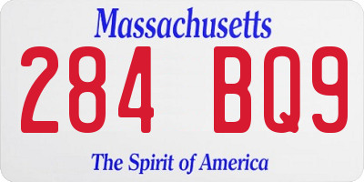 MA license plate 284BQ9