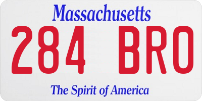 MA license plate 284BR0