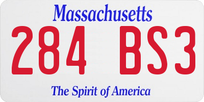 MA license plate 284BS3