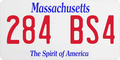 MA license plate 284BS4