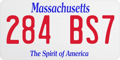 MA license plate 284BS7