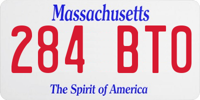 MA license plate 284BT0