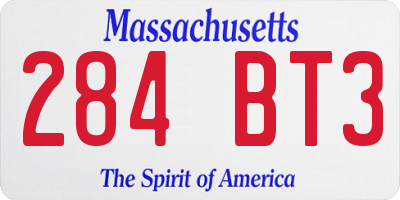 MA license plate 284BT3