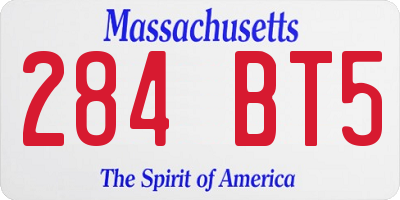 MA license plate 284BT5
