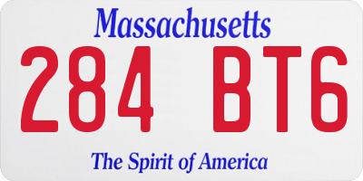 MA license plate 284BT6