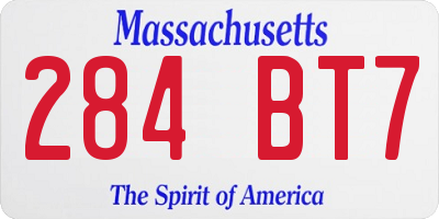 MA license plate 284BT7
